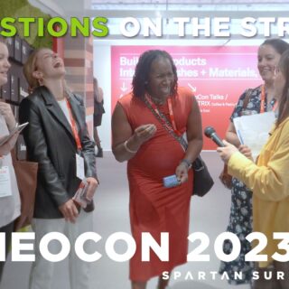 Chelsea Puetz asks designers questions at NeoCon 2023