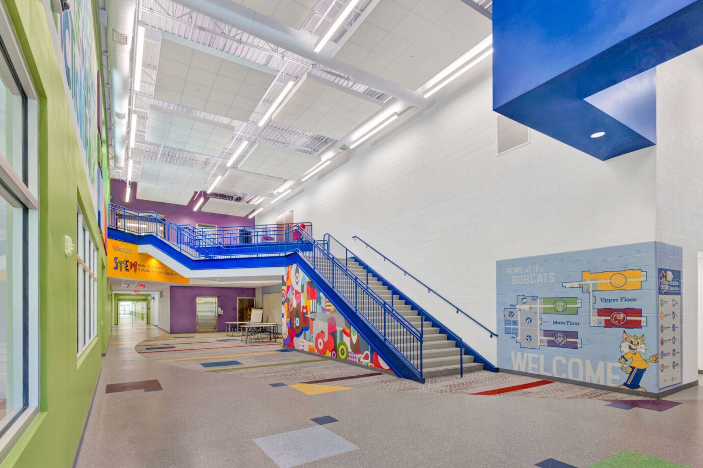 Brown McAllister Elementary School Featuring Kahrs Upofloor Quartz Mozaic